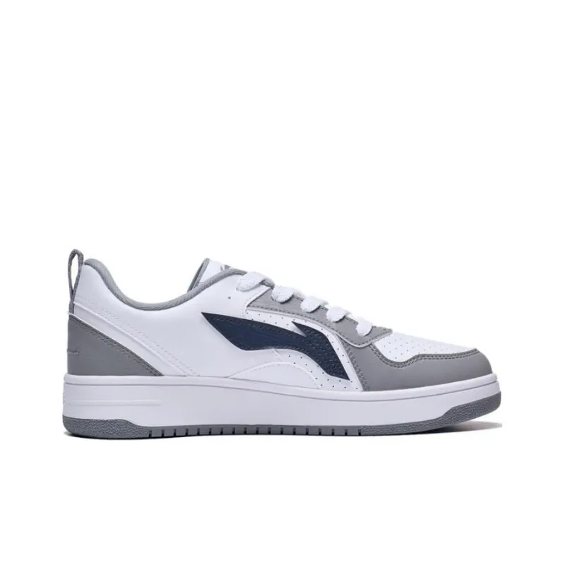 LiNing Shiyi Anti Slip Wear Resistant Low Top Skateboard Shoes Men's White Gray-1