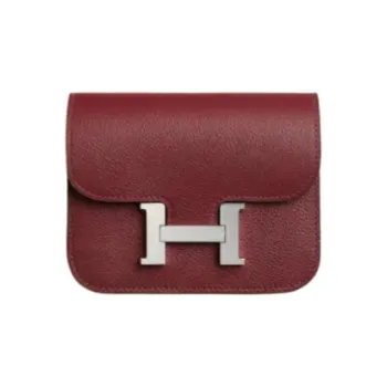 HERMES Constance Slim Evercolor Calfskin Wallets Card Holders Fanny Pack Women's Hermès Red/Orchid Pink