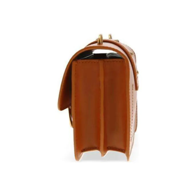 PINKO Cow Leather Bird Bag, Swallow Bag, Shoulder Bag, Crossbody Bag Mini Women's Brown-2