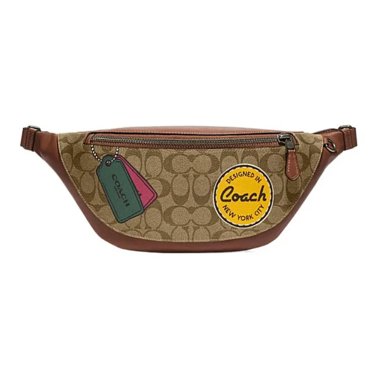 COACH Warren Cow Leather Fanny Pack Large Size Men's Brown-0