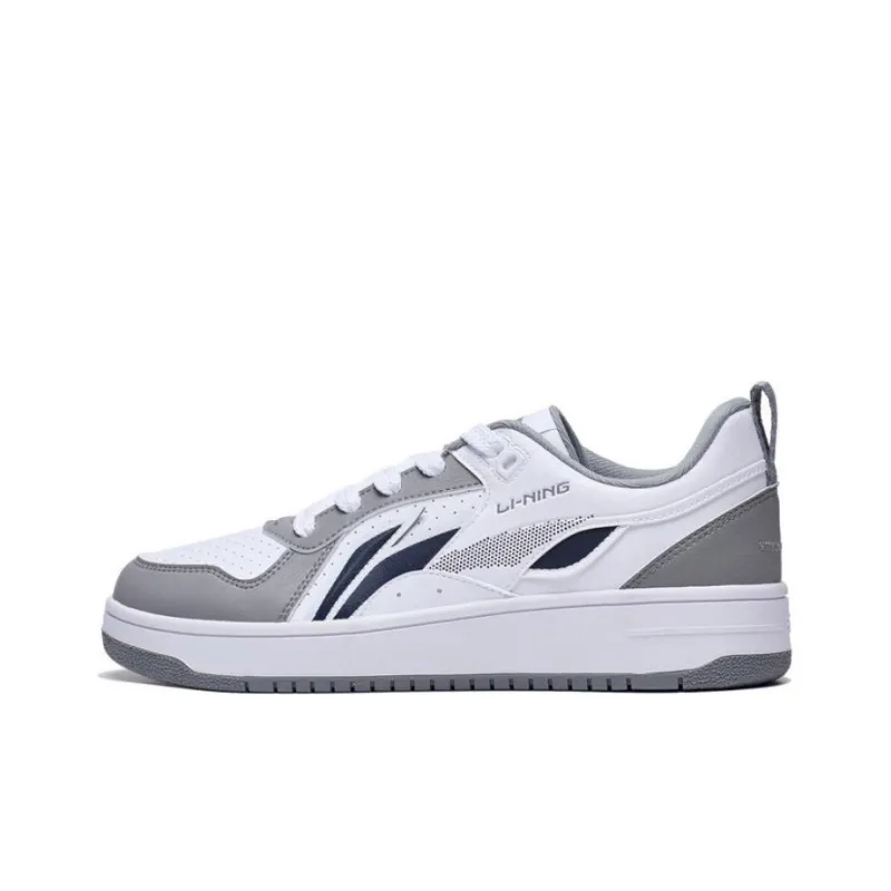 LiNing Shiyi Anti Slip Wear Resistant Low Top Skateboard Shoes Men's White Gray-0