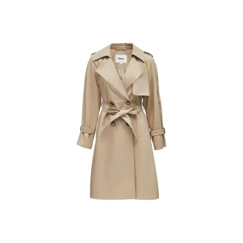 ONLY Trench Coats Women's C11 Hole Stone Brown TRAVERTINE