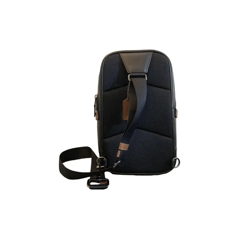 COACH Westway Canvas Cowhide Backpack Crossbody Bag Sling Bag Medium Size Men's Black White-3
