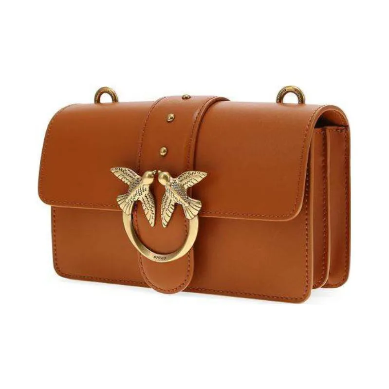 PINKO Cow Leather Bird Bag, Swallow Bag, Shoulder Bag, Crossbody Bag Mini Women's Brown-1