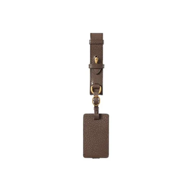 GUCCI Leather Card Holder Unisex Brown-0