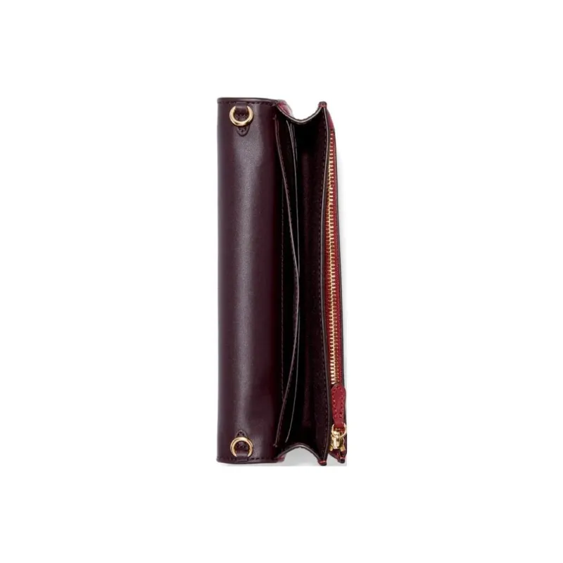 COACH Anna Leather Envelope Bag, Crossbody Bag Small Size Women's Brown/Burgundy Multicolor-1