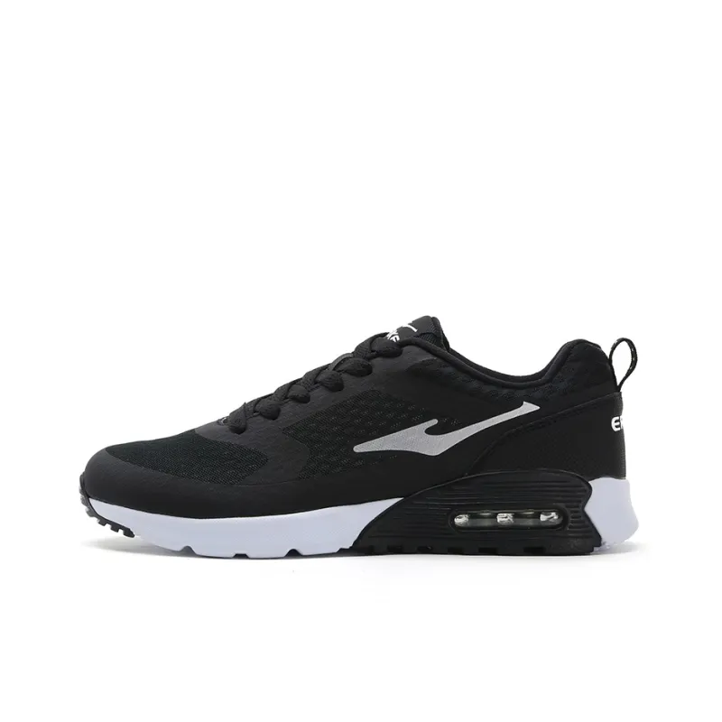 Erke Cushioned Slip Resistant Abrasion Resistant Low Top Casual Running Shoes Men's Black Gray-0