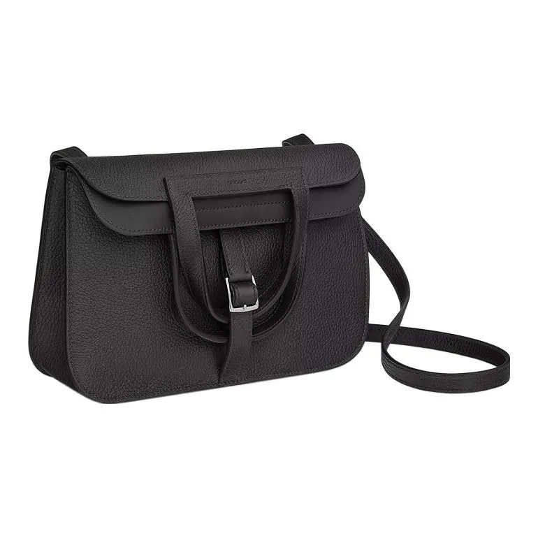 HERMES Halzan Leather Horseshoe Handbag, Crossbody Bag, Shoulder Bag Unisex-1