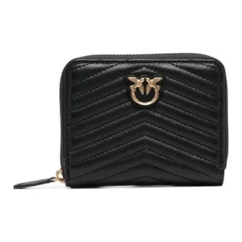 PINKO Leather Coin Purse Clutch Wallet Women's Black