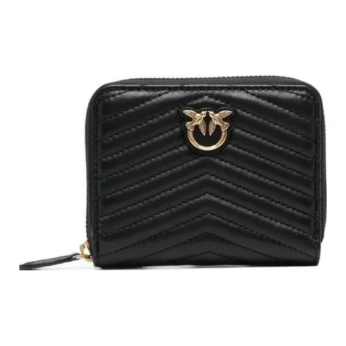 PINKO Leather Coin Purse Clutch Wallet Women's Black