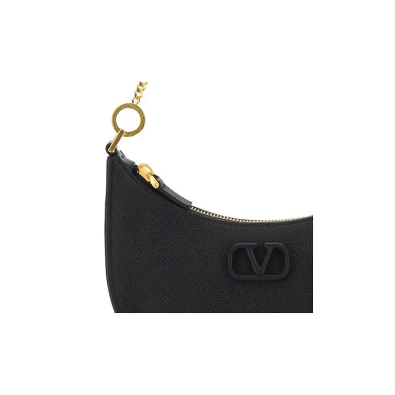Valentino Vlogo Grained Calfskin HOBO Bag Shoulder Bags Handbags Regular Women's Black-5
