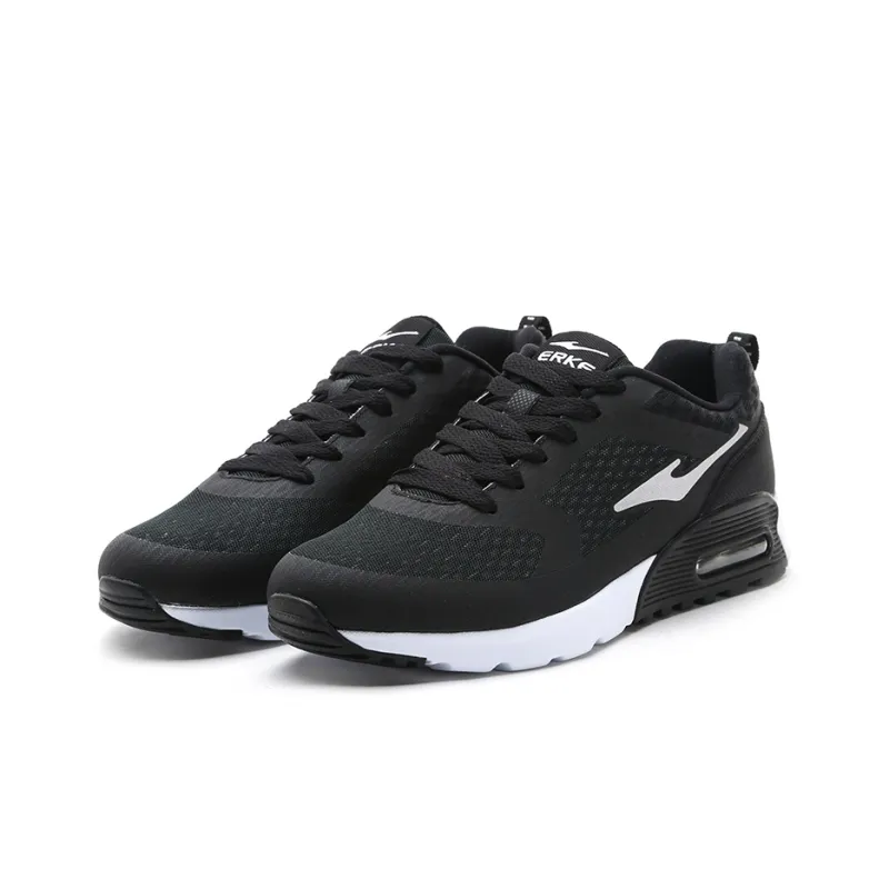 Erke Cushioned Slip Resistant Abrasion Resistant Low Top Casual Running Shoes Men's Black Gray-2