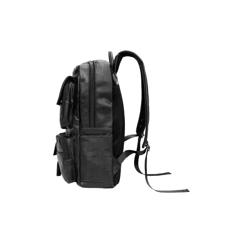 KONADCT Artificial Leather Laptop Bag Backpack Large Size Unisex Black-2