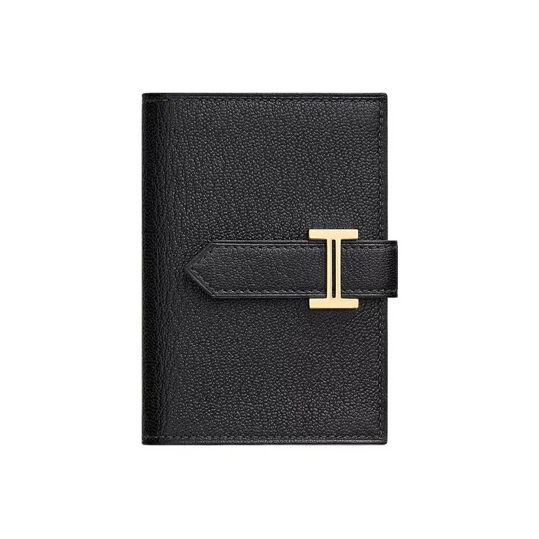 HERMES Bearn Mysore Goat Skin Wallet Mini Unisex Noir Black-0
