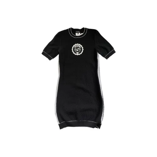 CHANEL Short-Sleeved Dresses Women's Black