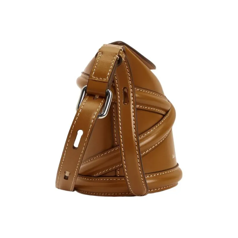 Alexander McQueen Smooth Cow Leather Bucket Bag, Crossbody Bag, Shoulder Bag Women's Brown-3