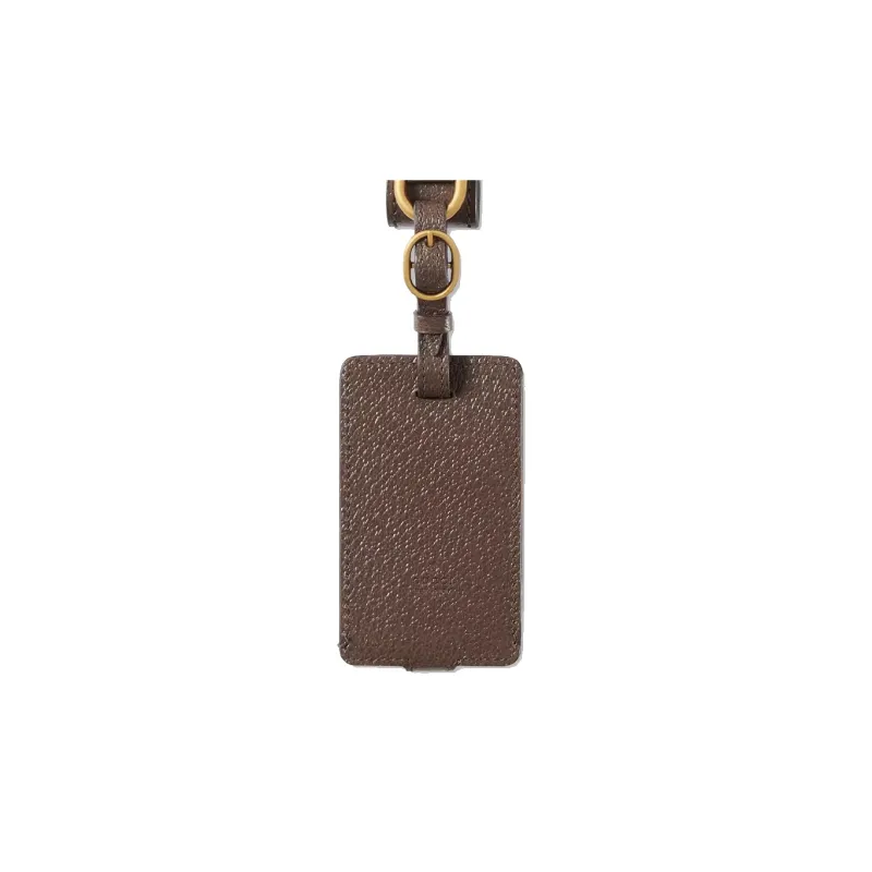 GUCCI Leather Card Holder Unisex Brown-4