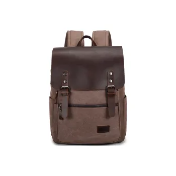 Slazenger Canvas With Top Grain Cow Leather Backpack Regular Unisex Multicolor