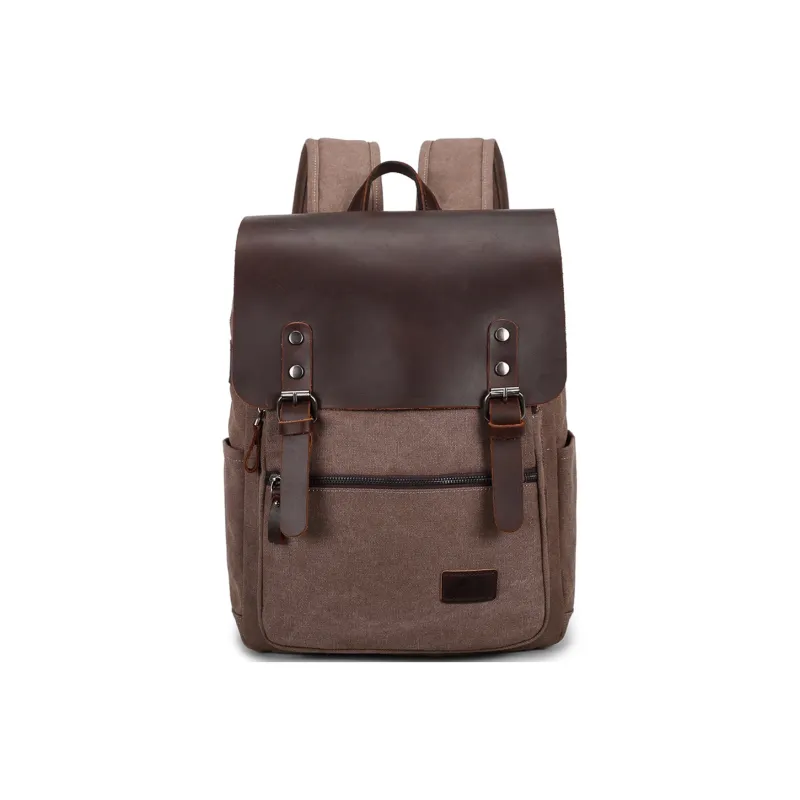 Slazenger Canvas With Top Grain Cow Leather Backpack Regular Unisex Multicolor-0