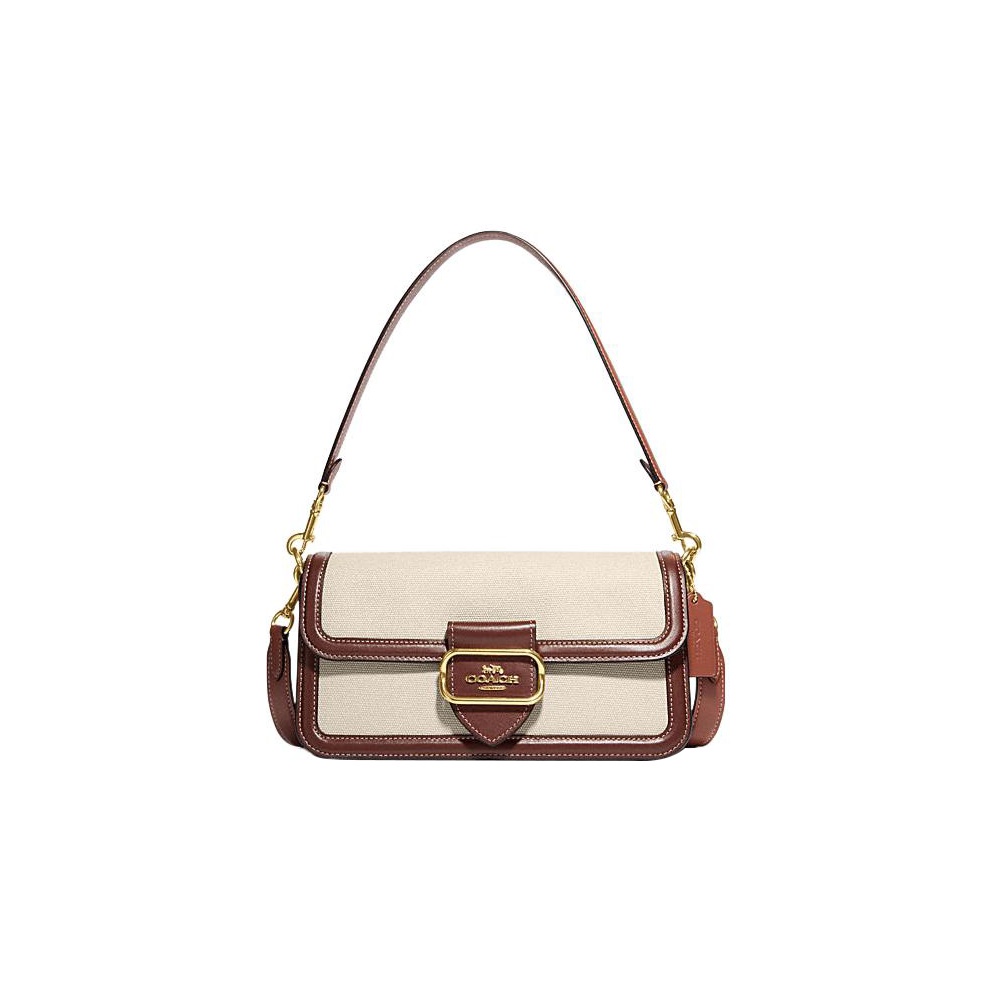 Coach white brown leather shoulder hot bag