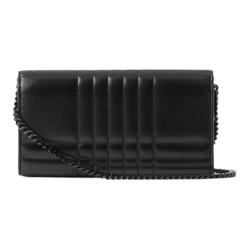 Burberry Sheepskin Leather Wallets Clutches Regular Women's Black-3