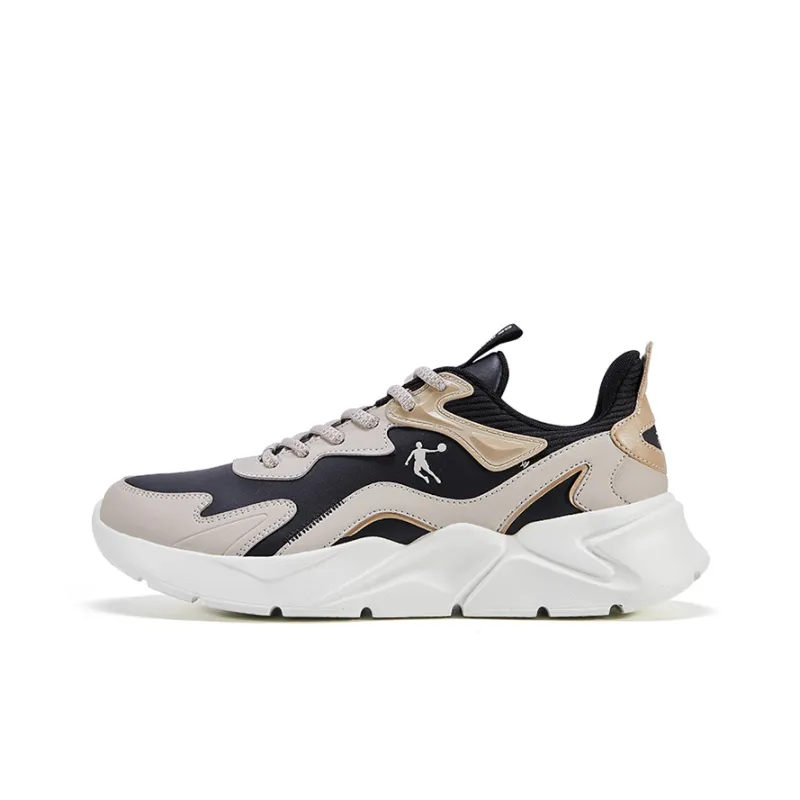 QIAODAN Anti Slip Wear Resistant Low Top Running Shoes Men's Beige Black Yellow-0