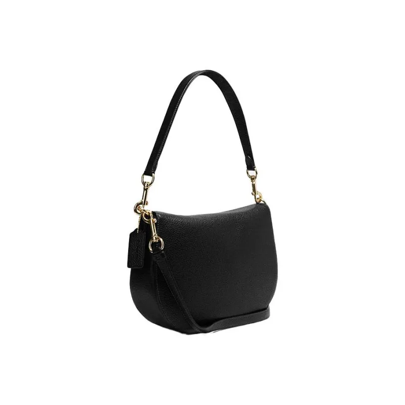 COACH Hobo Cow Leather Crescent Saddle Bag Shoulder Bag Women's Black-1