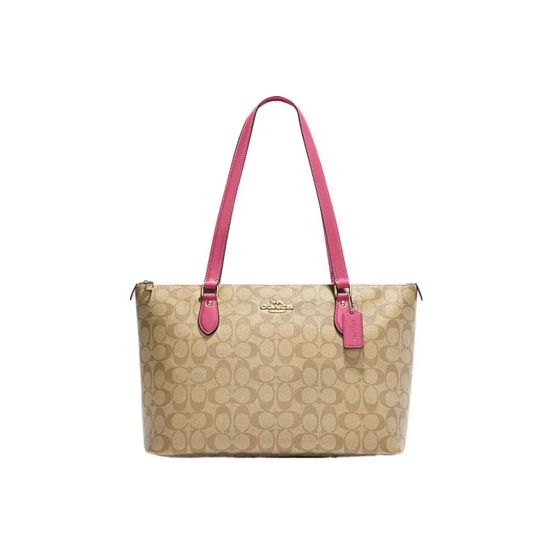 COACH Gallery Artificial Leather Tote Bag Shopping Bag Shoulder Bags Women's Khaki-0