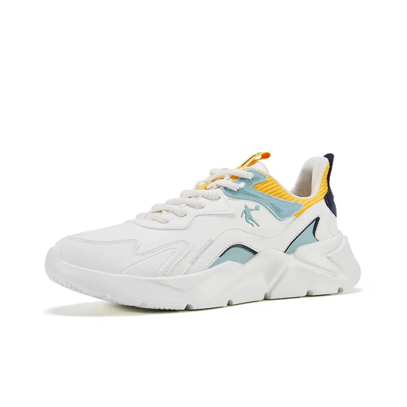 QIAODAN Low Top Running Shoes Men's White Blue Yellow-1
