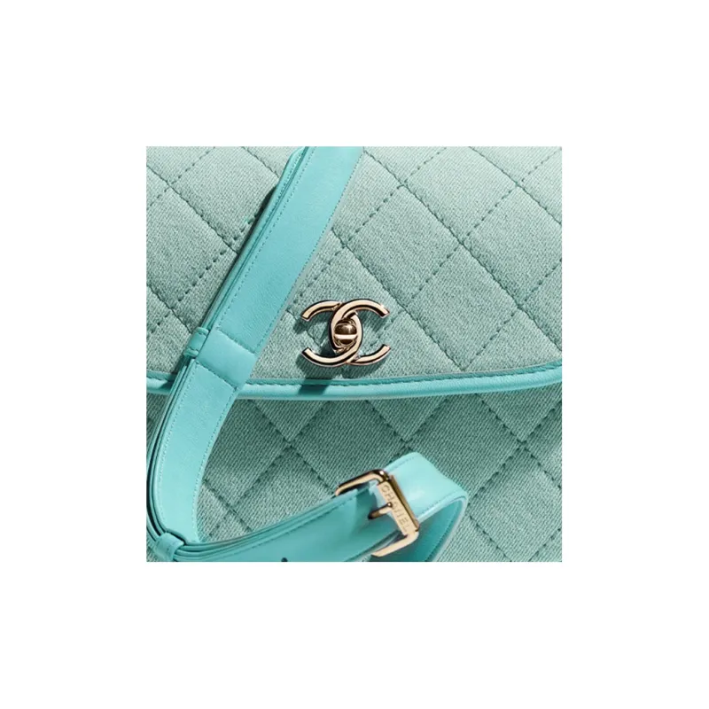 CHANEL Denim Messenger Bag, Crossbody Bag, Shoulder Bag Women's Blue Green-2