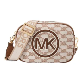 MICHAEL KORS Jet Set Travel Fabric Camera Bag, Shoulder Bag, Crossbody Bag Medium Size Women's Beige & Brown