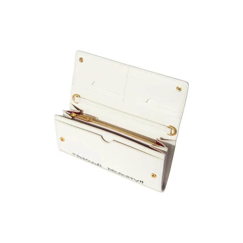 OFF WHITE Leather Shoulder Bag, Crossbody Bag, Wallet Women's White-2