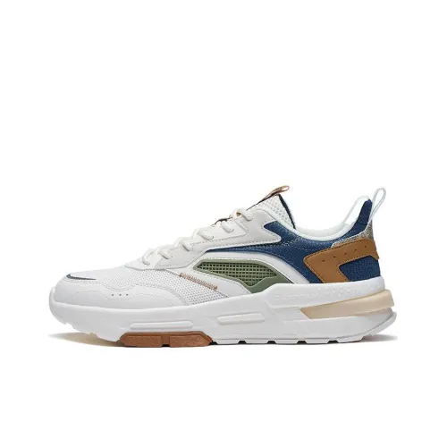361° Anti Slip Wear Resistant Low Top Sports Casual Shoes Men's White Blue Brown