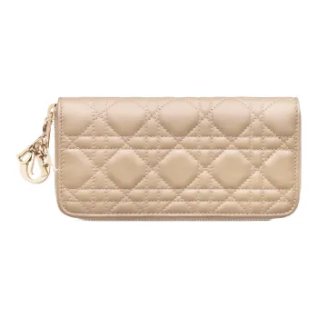 DIOR Lady Dior Lambskin Clutch Card Holder, Wallet Women's Sand