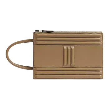 HERMES Tadelakt Calfskin With Lambskin Lining Portable Clutch Women's 1C Dust Earth Tone