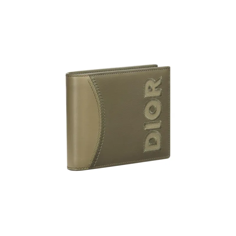 DIOR Smooth Calf Leather Wallet Men's Green-1
