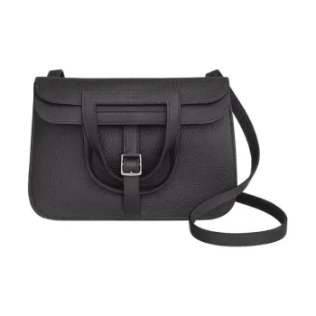 HERMES Halzan Leather Horseshoe Handbag, Crossbody Bag, Shoulder Bag Unisex