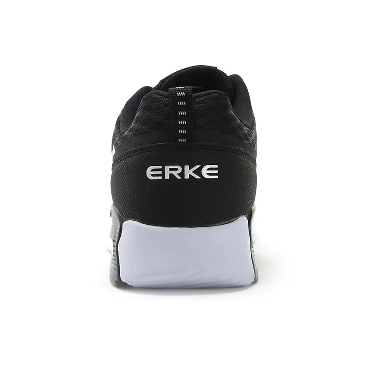 Erke Cushioned Slip Resistant Abrasion Resistant Low Top Casual Running Shoes Men's Black Gray-3