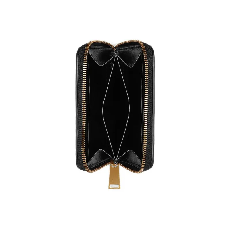 Bottega Veneta Sheepskin Leather Coin Purse Women's Black-3