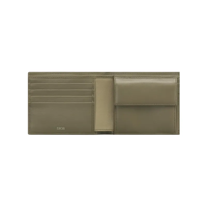 DIOR Smooth Calf Leather Wallet Men's Green-3