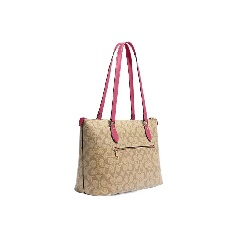 COACH Gallery Artificial Leather Tote Bag Shopping Bag Shoulder Bags Women's Khaki-2