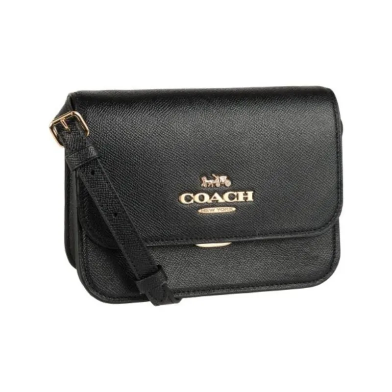 COACH Brynn Leather Shoulder Bag, Crossbody Bag Medium Size Women's Black-1