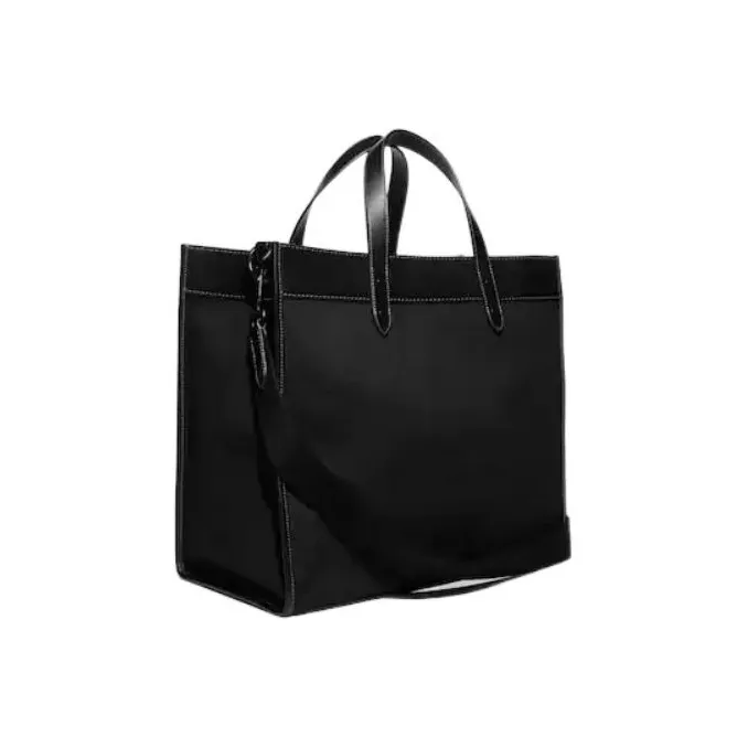 COACH Field Canvas With Leather Tote Bag, Shopping Bag, Handbag, Crossbody Bag Large Size Unisex Black-2