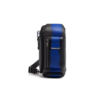 TUMI Alpha Bravo Nylon Fanny Pack Sling Bag Crossbody Bag Mini Men's Black & Blue