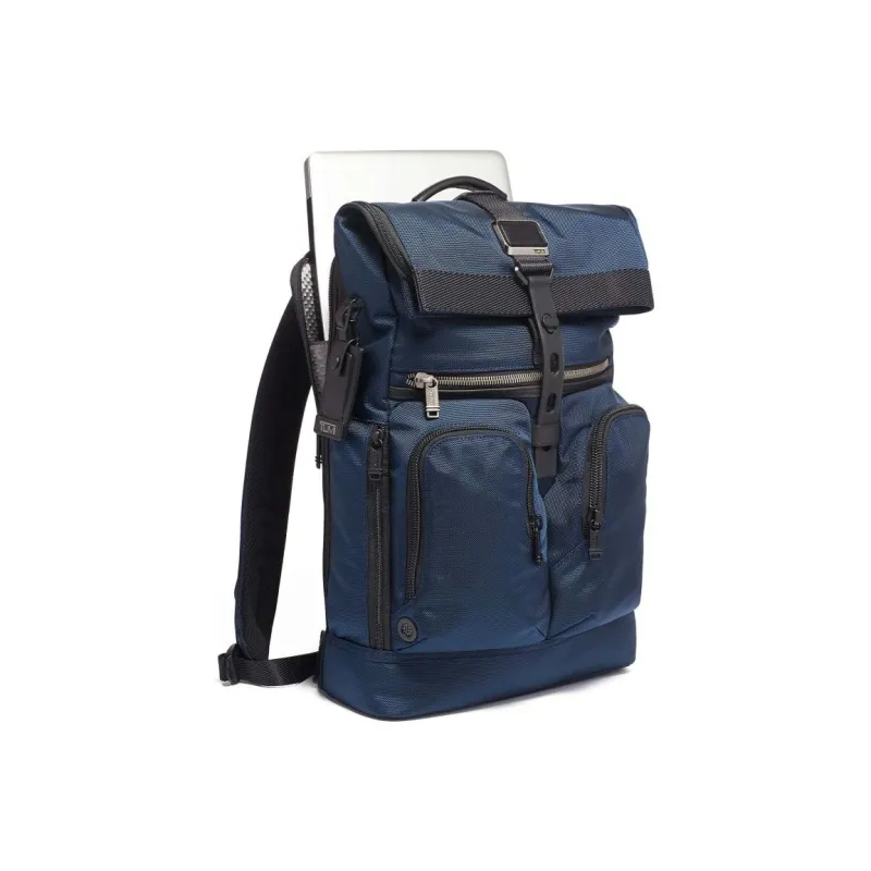 TUMI Alpha Bravo Nylon And Leather Travel Bags Backpack Men's Marine-2