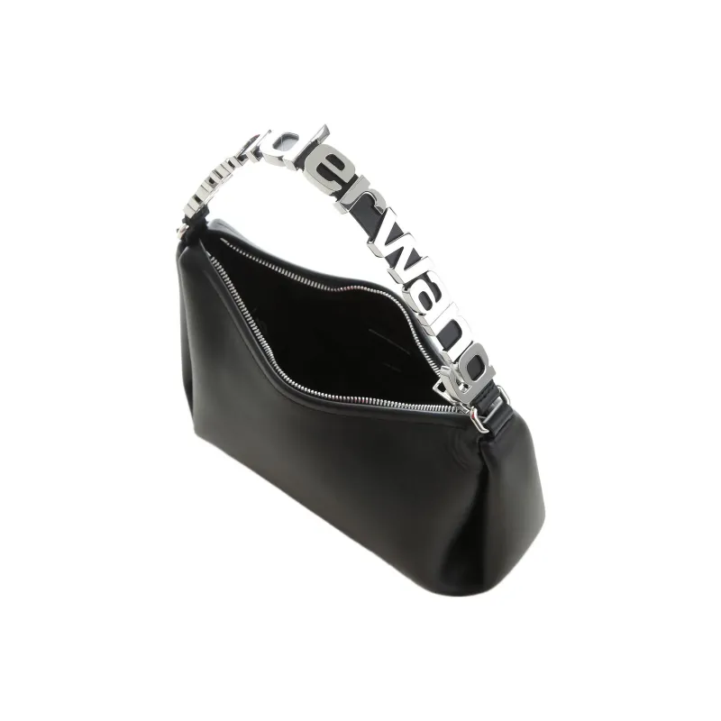 Alexander Wang Cow Leather Shoulder Bag, Hobo Bag, Shoulder Bag, Handbag Medium Size Women's Black-3