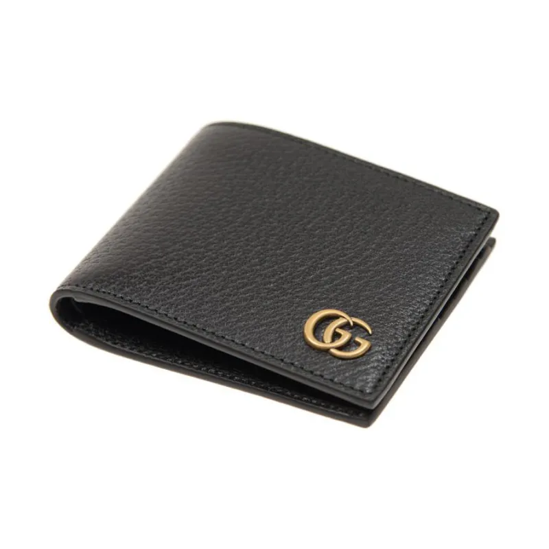 GUCCI Black Leather GG Marmont Large Bi-Fold Wallet-1