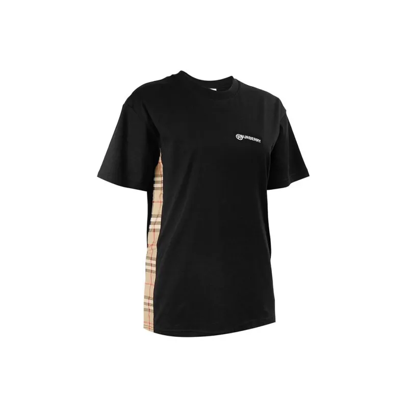 Burberry Women'ss Vintage Check Panel T shirt Black-3