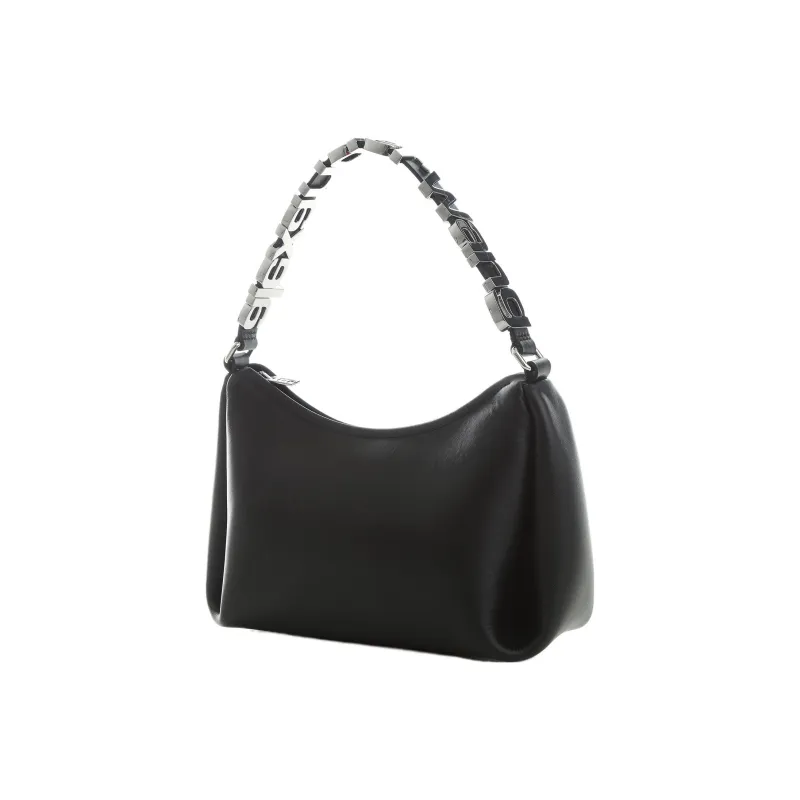 Alexander Wang Cow Leather Shoulder Bag, Hobo Bag, Shoulder Bag, Handbag Medium Size Women's Black-1