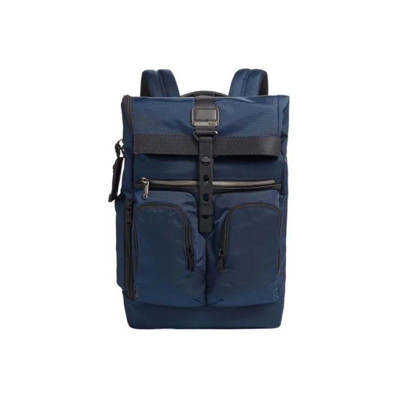 TUMI Alpha Bravo Nylon And Leather Travel Bags Backpack Men's Marine-0